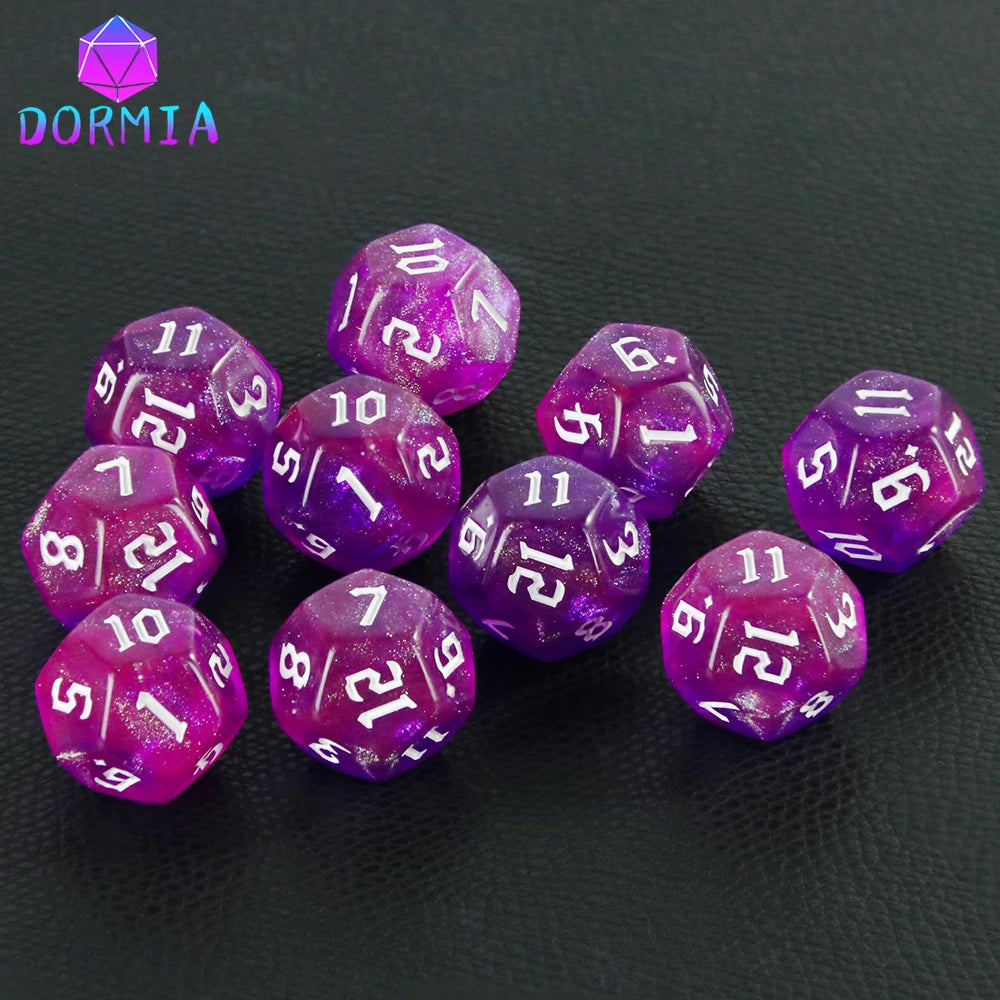 D12 Polyhedral Mixed Colours Dice 12 Sided Glitter Dice for DND Roleplay Game Math Teaching Playing Tabletop Games-22