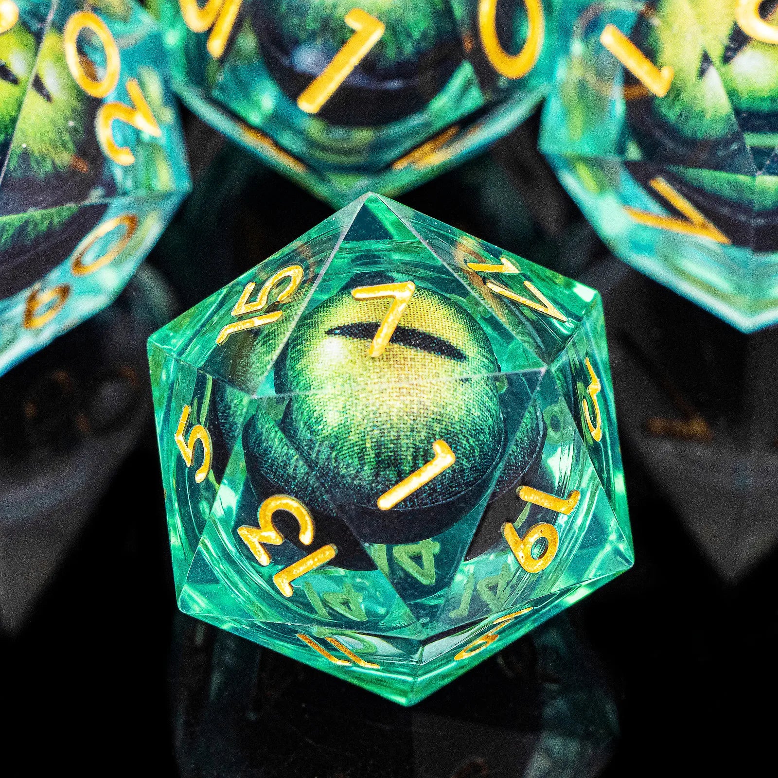 Dragon's eye resin dice,7PCS  Liquid Core Dice Set, Sharp Egde polyhedral d and d dice-3