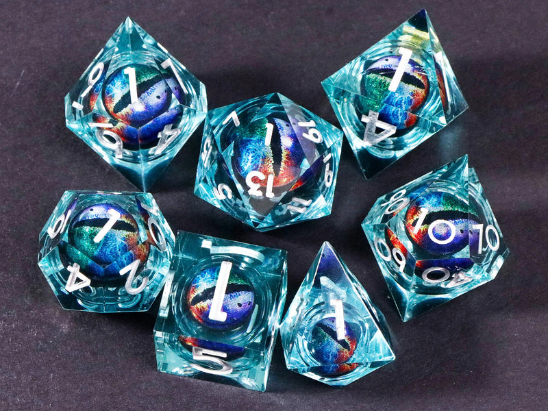 Dragon's eye resin dice,7PCS  Liquid Core Dice Set, Sharp Egde polyhedral d and d dice-11