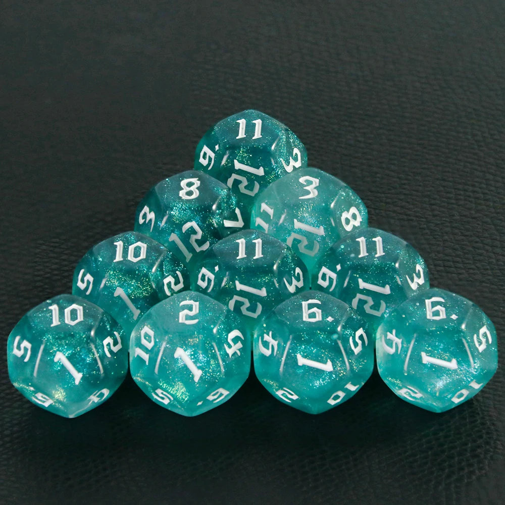D12 Polyhedral Mixed Colours Dice 12 Sided Glitter Dice for DND Roleplay Game Math Teaching Playing Tabletop Games-11