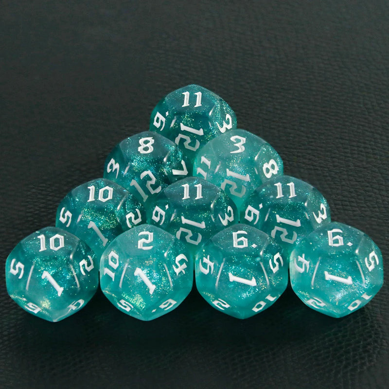 D12 Polyhedral Mixed Colours Dice 12 Sided Glitter Dice for DND Roleplay Game Math Teaching Playing Tabletop Games-11