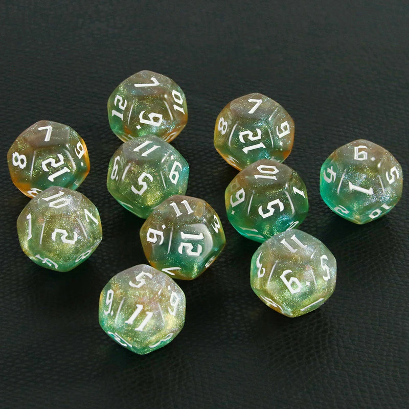 D12 Polyhedral Mixed Colours Dice 12 Sided Glitter Dice for DND Roleplay Game Math Teaching Playing Tabletop Games-2