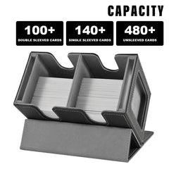 Card Deck Box with 2 Commander Display, Double Deck Box for 140+ Single Sleeved Cards, Fits for TCG CCG Magic Cards-6