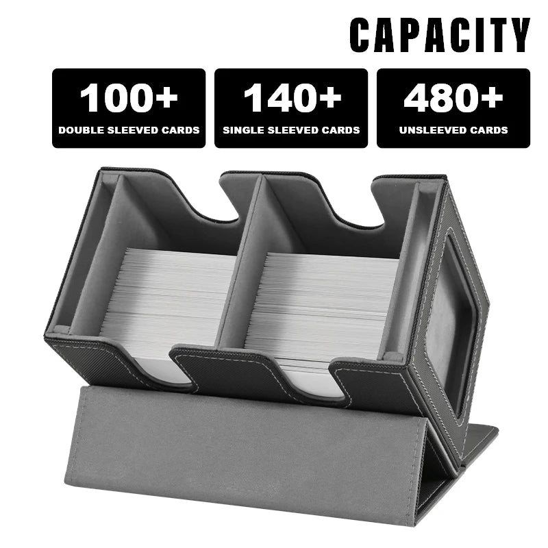 Card Deck Box with 2 Commander Display, Double Deck Box for 140+ Single Sleeved Cards, Fits for TCG CCG Magic Cards-6