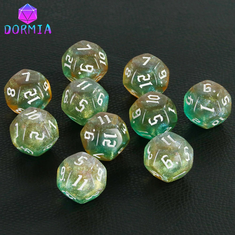 D12 Polyhedral Mixed Colours Dice 12 Sided Glitter Dice for DND Roleplay Game Math Teaching Playing Tabletop Games-23