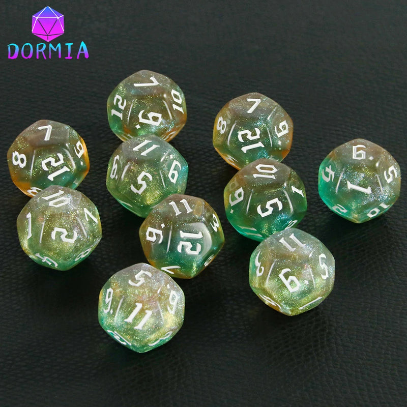 D12 Polyhedral Mixed Colours Dice 12 Sided Glitter Dice for DND Roleplay Game Math Teaching Playing Tabletop Games-23