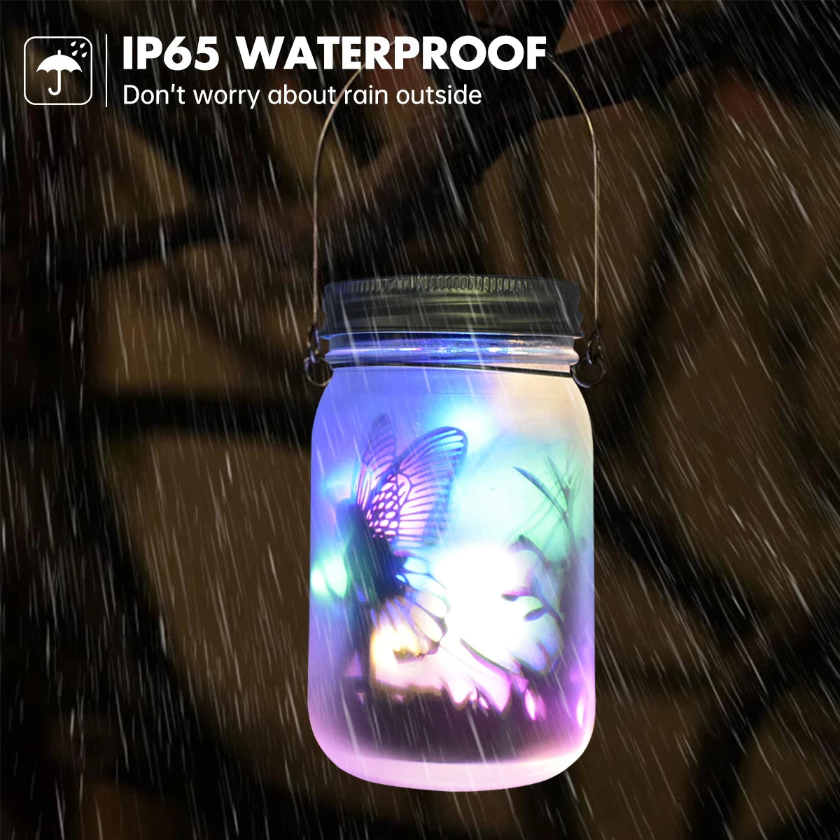 Solar Fairy Butterfly String Lights Garden Fairy Lanterns Gift for Birthday Outdoor Night Lights LED Waterproof Mason Jar Lights-5