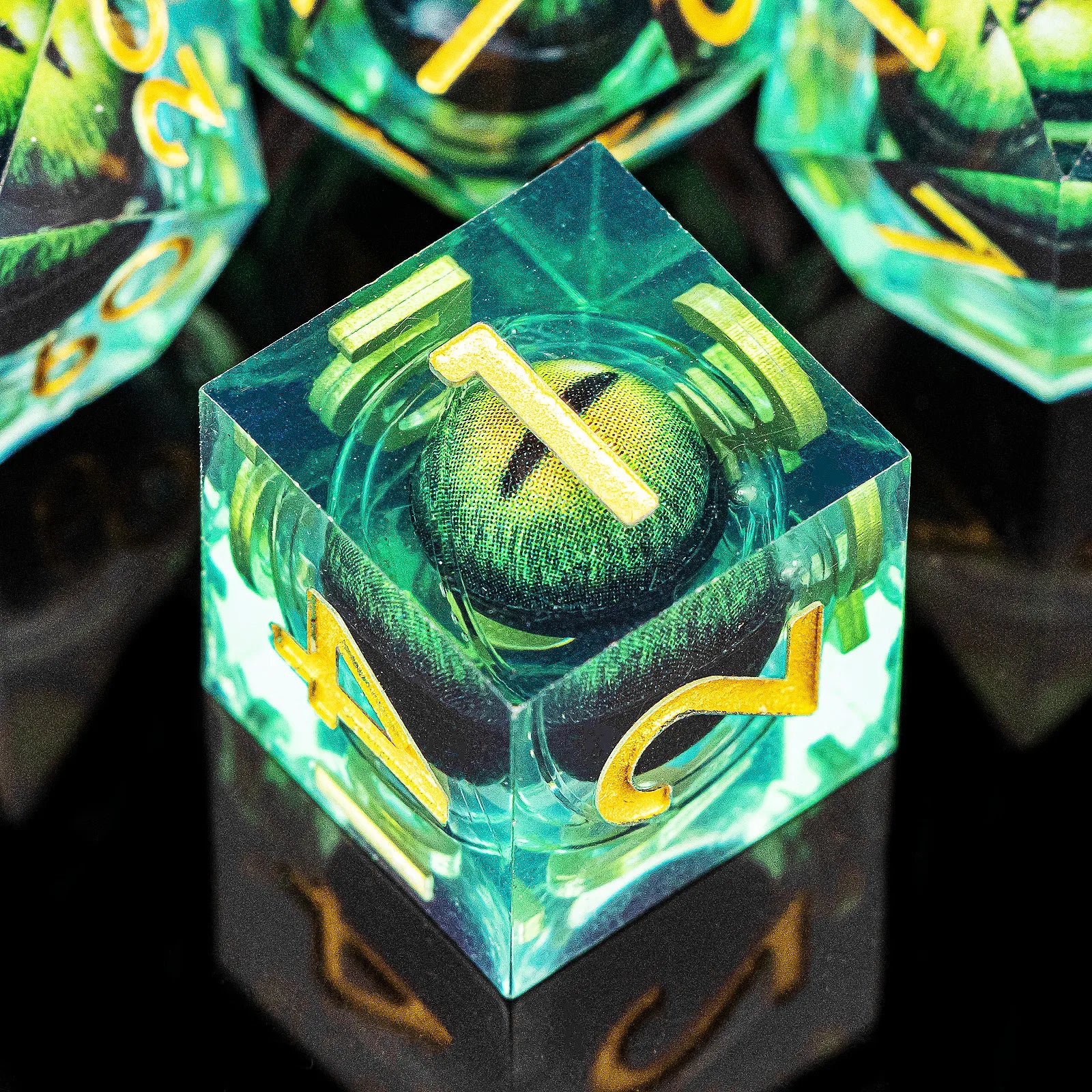 Dragon's eye resin dice,7PCS  Liquid Core Dice Set, Sharp Egde polyhedral d and d dice